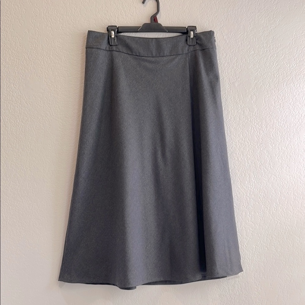 Talbots Gray Italian Flannel A-Line Skirt with Faux Warp Detail